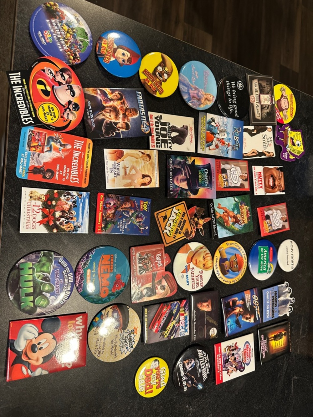 Disney & Movie Collectible Pin/Button Lot - Multicolor